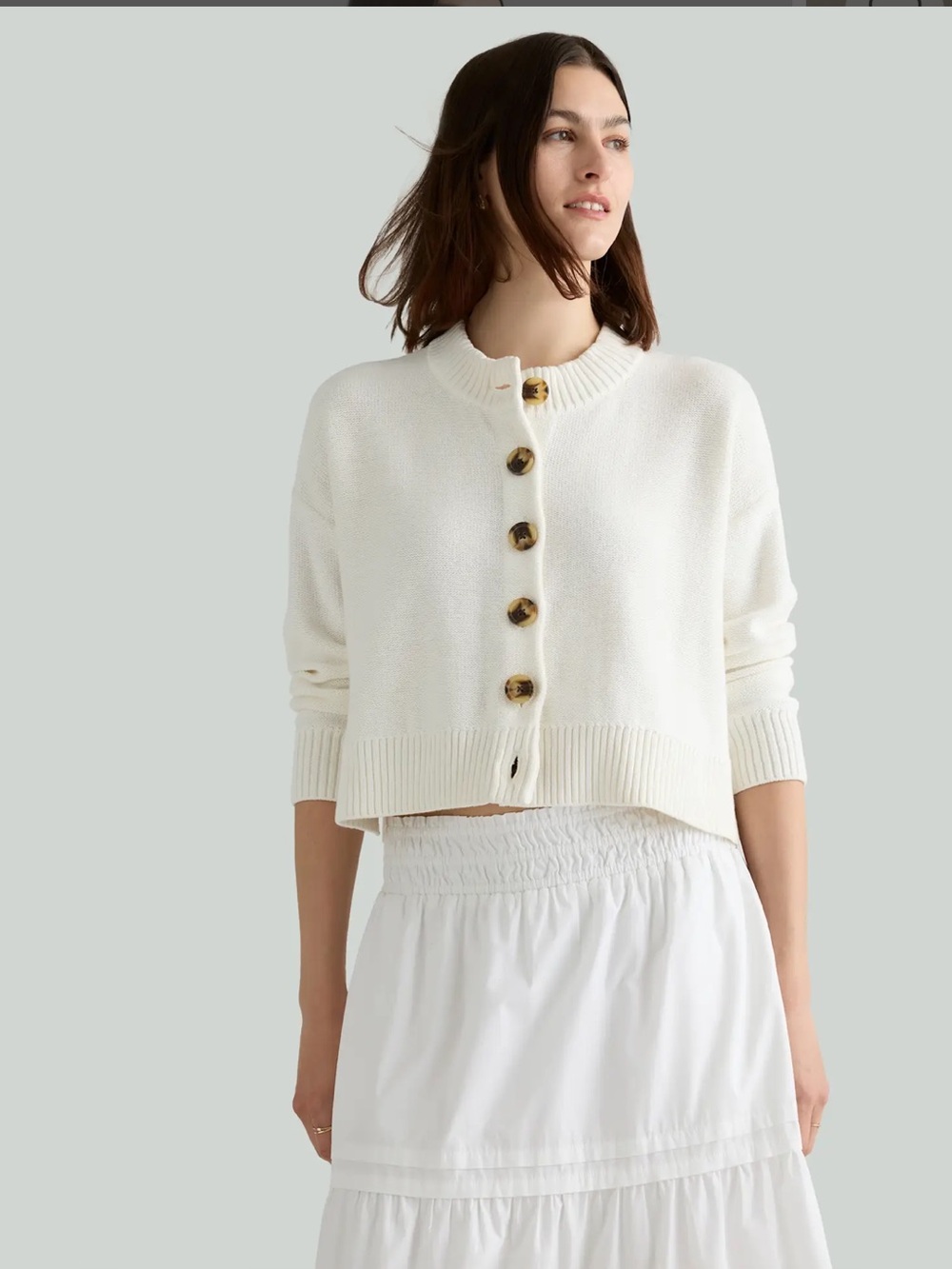 Quince 100% Organic Cotton Cropped Cardigan